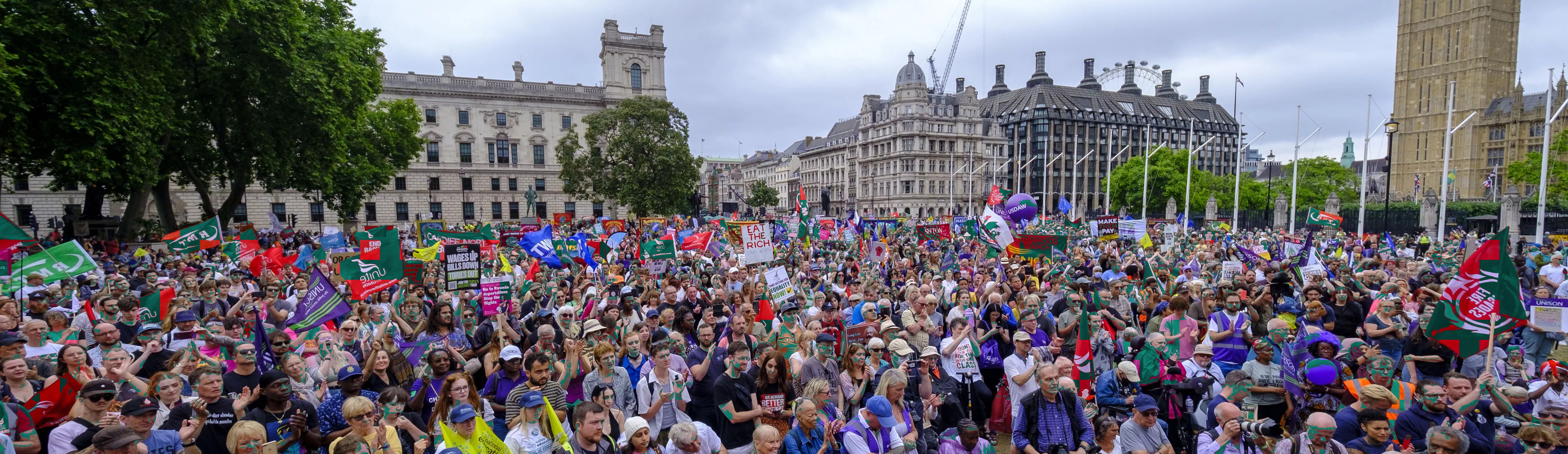 Aerial view of a large movement march